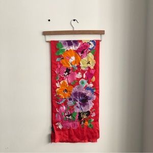 Lauren Ralph Lauren 100% Silk Scarf • Red Floral Pattern • NWT